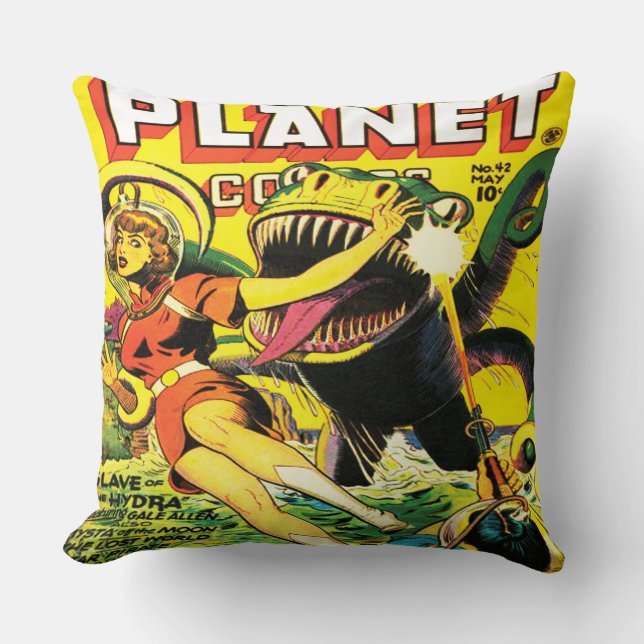 PLANET COMICS SCI FI ART ILLUSTRATION THROW PILLOW (Front)