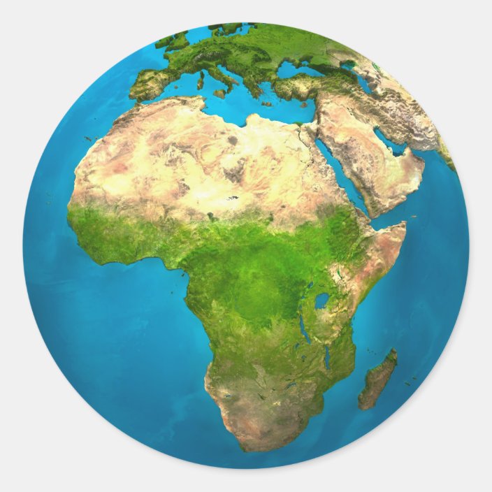 Planet Earth Africa Colorful Globe 3d Render Classic Round Sticker Zazzle Com
