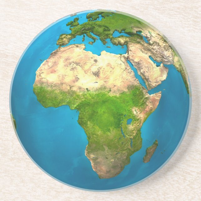 Planet Earth - Africa - Colorful Globe. 3d Render Coaster (Front)