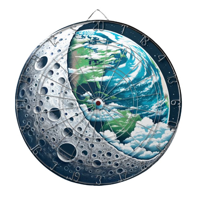 Planet Earth and Its Moon: Celestial Wonder Dart Board (Front)