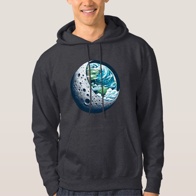 Planet Earth and Its Moon: Celestial Wonder Hoodie (Front)