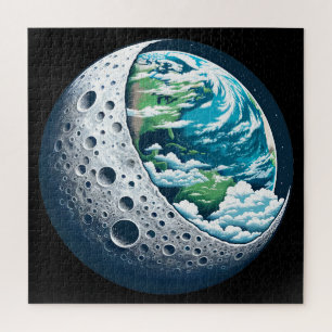 Planet Earth and Its Moon: Celestial Wonder Jigsaw Puzzle