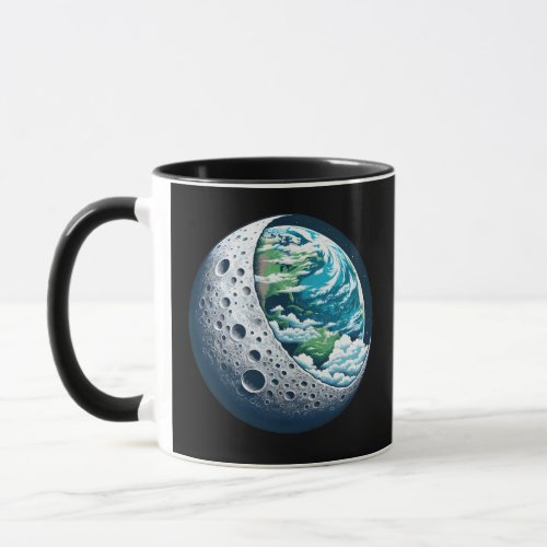 Planet Earth and Its Moon Celestial Wonder Mug