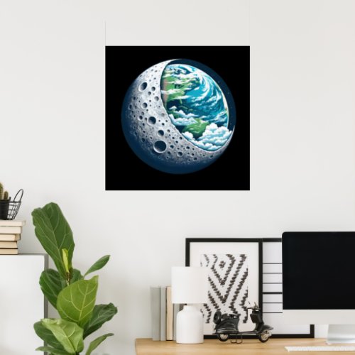 Planet Earth and Its Moon Celestial Wonder Poster