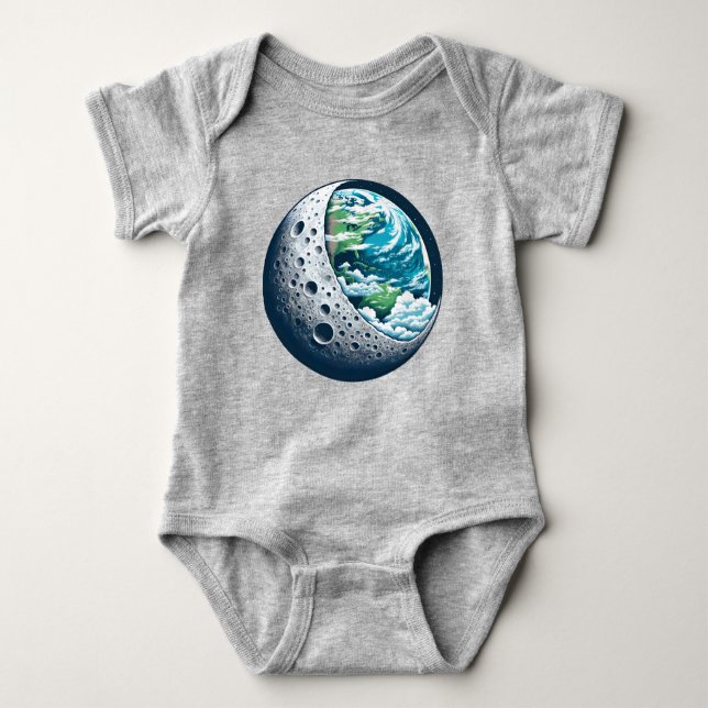 Planet Earth and Its Moon: Celestial Wonder Unisex Baby Bodysuit (Front)