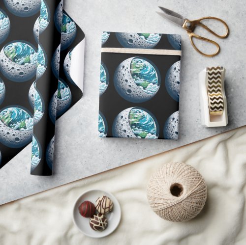 Planet Earth and Its Moon Celestial Wonder Wrapping Paper
