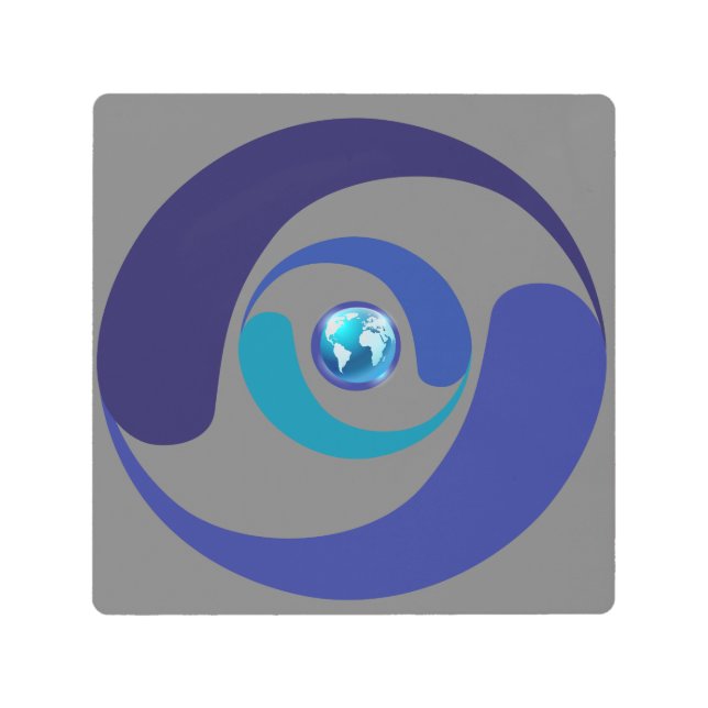 Planet Earth Blue Symbols Crop Circle Metal Print (Front)