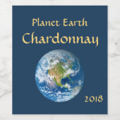 Planet Earth Blue Wine Label (Single Label)