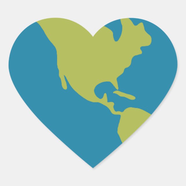 Planet Earth Cartoon Heart Sticker (Front)