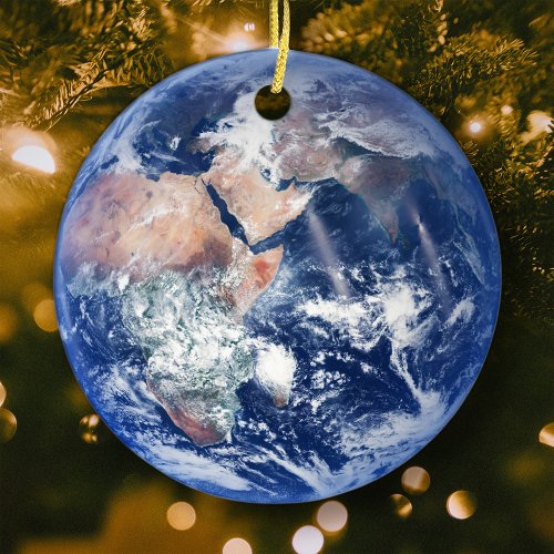 Planet Earth Christmas Tree Ceramic Ornament