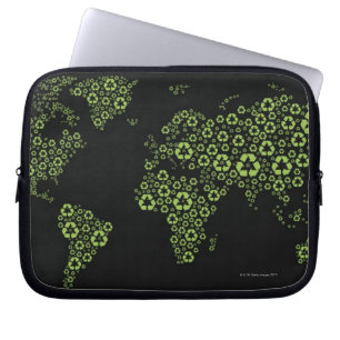 Planet earth composed of recycling symbols laptop sleeve