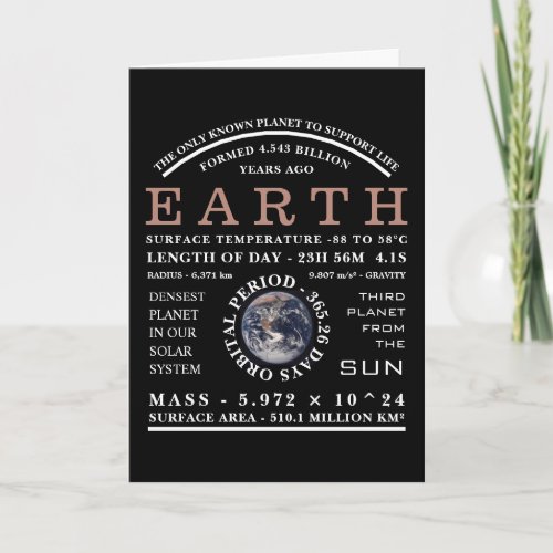 Planet Earth Detailed Astronomy Card