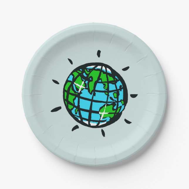 Planet EARTH - Earth Day -  Aqua Party  Paper Plates (Front)