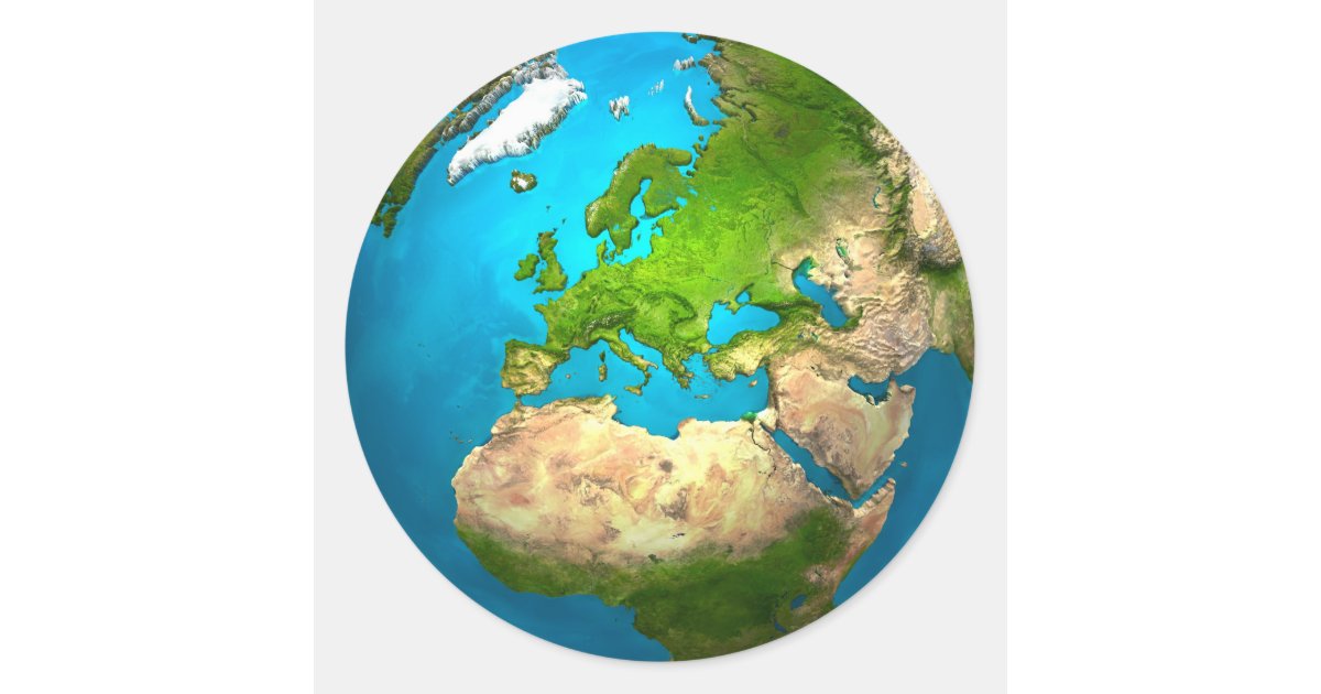 dauw Overlappen Nationaal volkslied Planet Earth - Europe - Colorful Globe. 3d Render Classic Round Sticker |  Zazzle