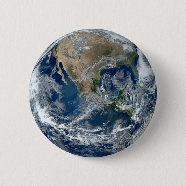 Planet Earth from Outer Space with Clouds Button (Front)
