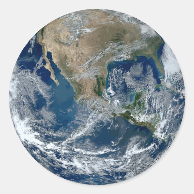 Planet Earth from Outer Space with Clouds Classic Round Sticker (Front)