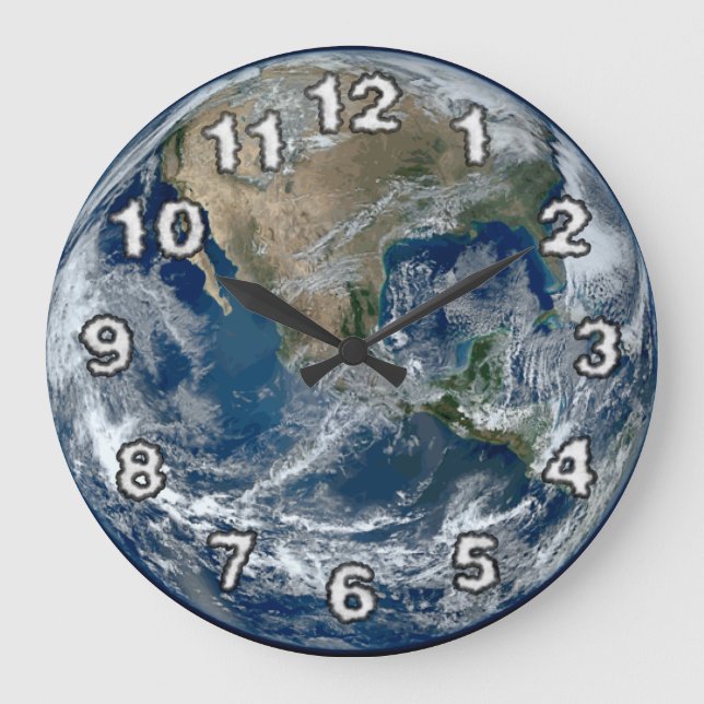 Planet Earth from Outer Space with Clouds Large Clock (Front)