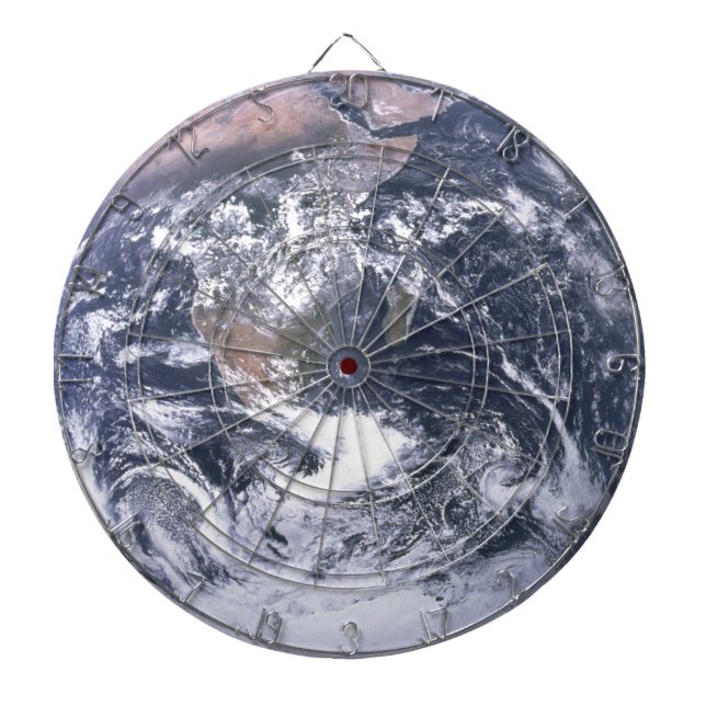Planet Earth From Space Earth Day Dartboard With Darts (Front)