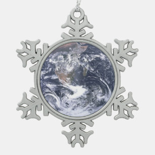 Planet Earth From Space Earth Day Snowflake Pewter Christmas Ornament