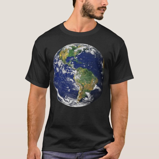 PLANET EARTH FROM SPACE Mens Black T-Shirt (Front)