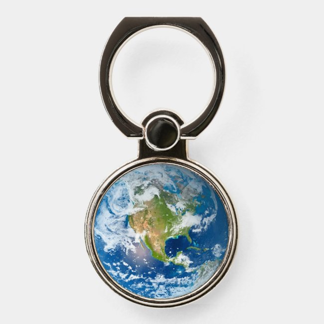 Planet Earth from Space Phone Ring Holder
