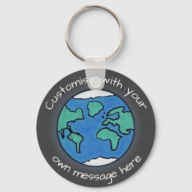 Planet Earth Globe Custom Keychain (Front)