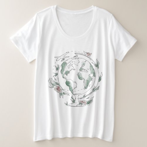 Planet Earth globe line art t_shirt design
