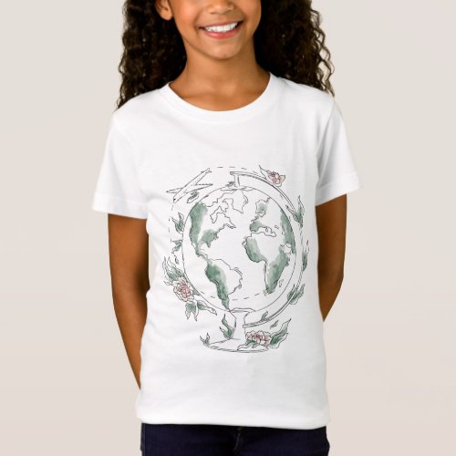 Planet Earth globe line art t_shirt design