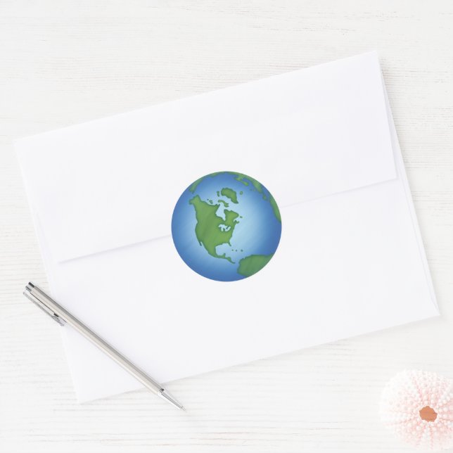 Planet Earth Green Blue Seas Green Continents Classic Round Sticker (Envelope)
