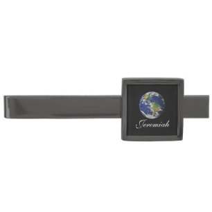 Planet Earth Gunmetal Finish Tie Bar