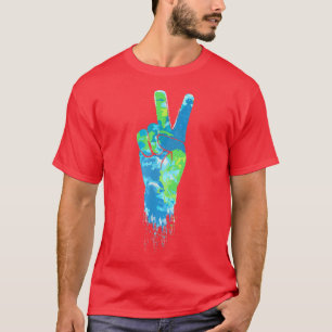 Planet Earth Hand Peace Sign Save the Planet World T-Shirt