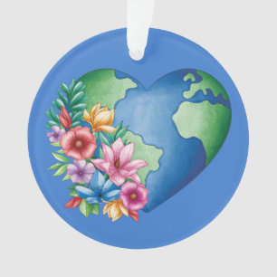 Planet Earth Heart Ornament