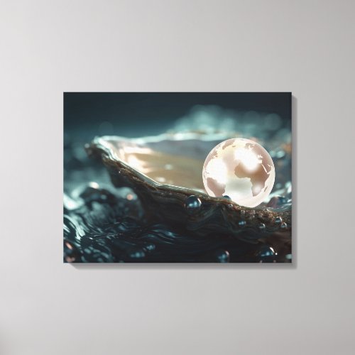 Planet Earth in an Oyster Pearl Canvas Print