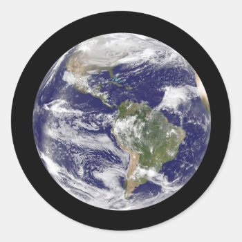 Planet Earth In Outer Space Photographic Globe Classic Round Sticker by Totes_Adorbs at Zazzle
