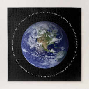 Planet Earth in Space - Christian John 3:16 Jigsaw Puzzle