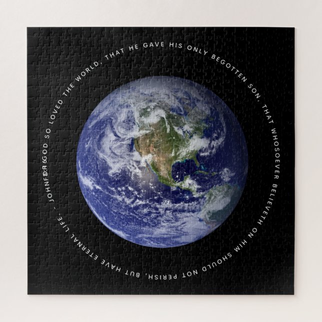 Planet Earth in Space - Christian  John 3:16 Jigsaw Puzzle (Vertical)