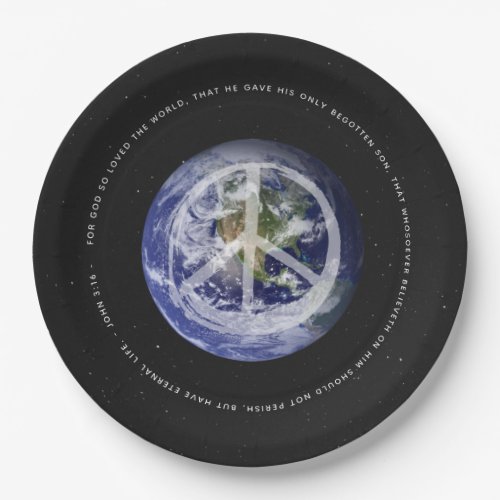 Planet Earth in Space  Christian John 316 _ PEACE Paper Plates
