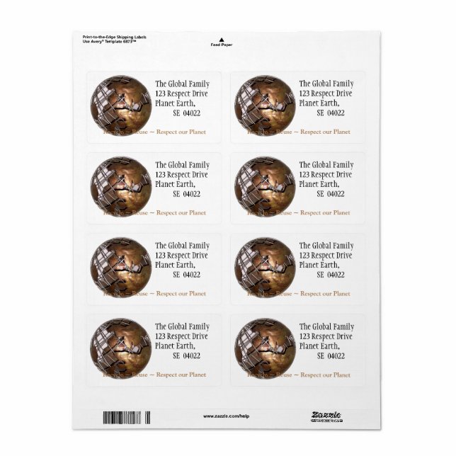 Planet Earth Label (Full Sheet)