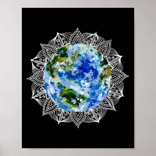 Planet Earth Mandala Poster