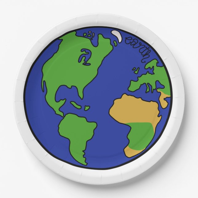 Planet Earth of the Solar System Paper Plates (Front)