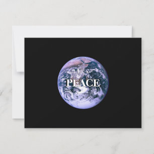 Planet Earth on black Peace Personalize Holiday Card