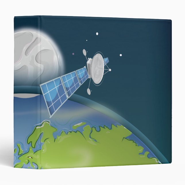 Planet Earth orbiting Satellite 3 Ring Binder (Front/Spine)
