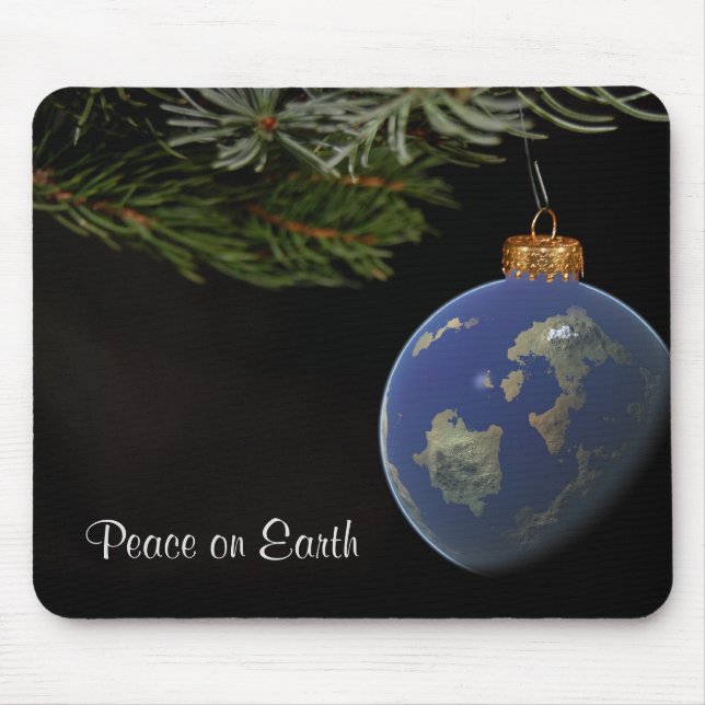 Planet Earth ornament on pine Mouse Pad (Front)