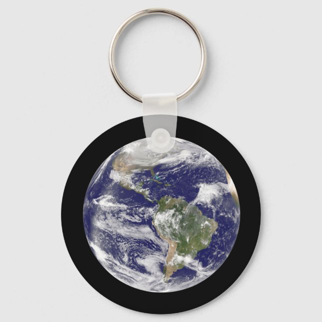 Planet Earth Photographic Round Globe Keychain (Front)
