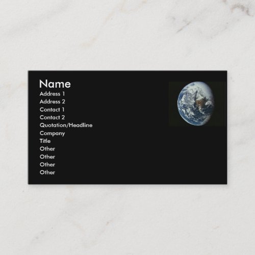 Planet Earth Profile Card Business Cards