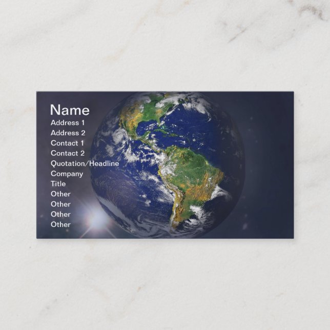 Planet earth rising above the sun in space business card (Front)