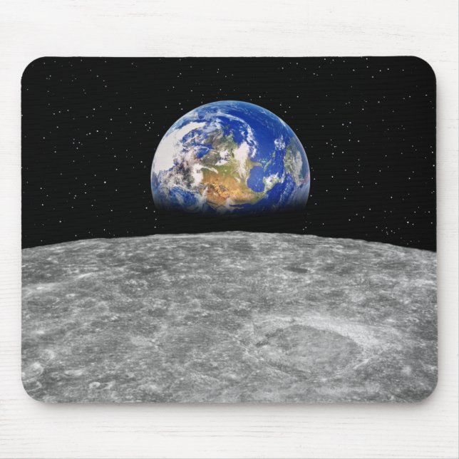 Planet earth rising over Moon Mouse Pad (Front)