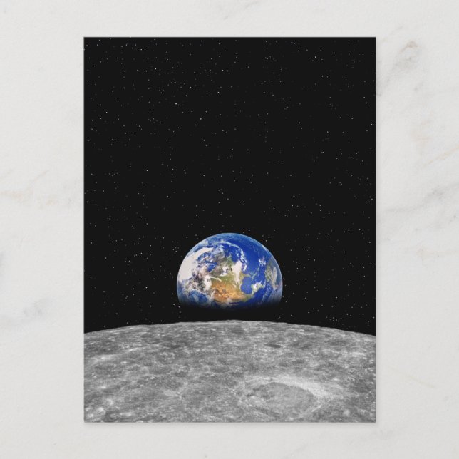 Planet earth rising over Moon Postcard (Front)