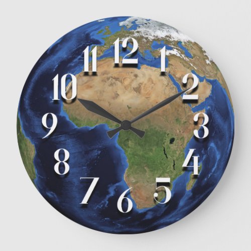 Planet Earth Satellite Image of Africa Round Large Clock