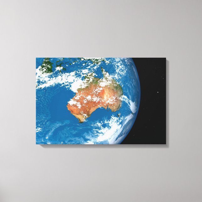 Planet Earth Showing Clouds Over Australia. Canvas Print (Front)